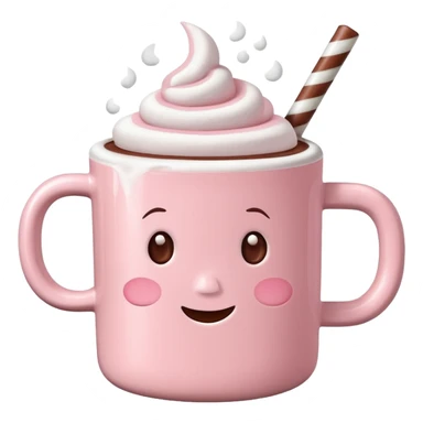 Light Pink mug of hot chocolate with marshmallows  sticker