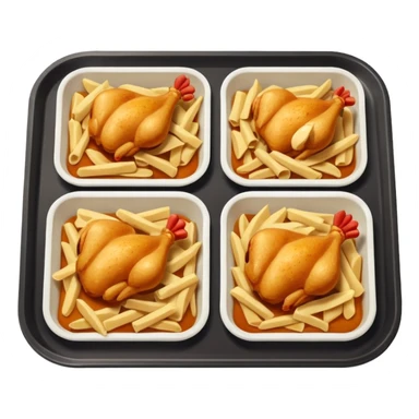 rectangle tray meal with chicken pasts sticker