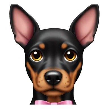 black tan pinscher big ears girly pink bow sticker