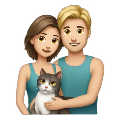 Young European Couple with cat sticker