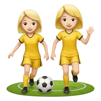 kids play soccer in yellow dress sticker