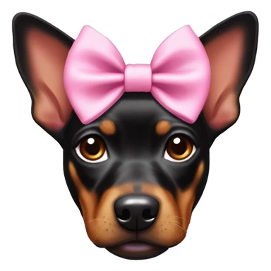 black tan pinscher big ears girly pink bow on head sticker