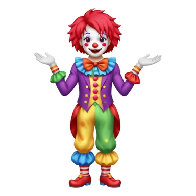 Clown – Bright makeup, red nose, colorful wig, exaggerated smile, full body sticker