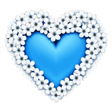 goth  sakura heart, heart made of white sakura petals with blue accents, remove background sticker