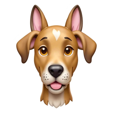 Cinematic Comical Fawn Great Dane Portrait Emoji, Head tilted dramatically with an exaggeratedly amused expression, featuring a sleek fawn Fur, wide, expressive amber eyes filled with playful disbelief, Simplified yet hilariously expressive features, highly detailed, glowing with a slightly sassy glow, high shine, dramatic yet playful, stylized with an air of cheeky mischief, bright and endearing, soft glowing outline, capturing the essence of a spirited and over-the-top guardian, so meme-worthy it feels like it could side-eye its way into internet fame instantly! sticker