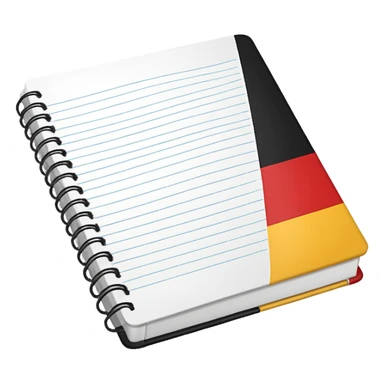 open notebook with German flag on the page sticker