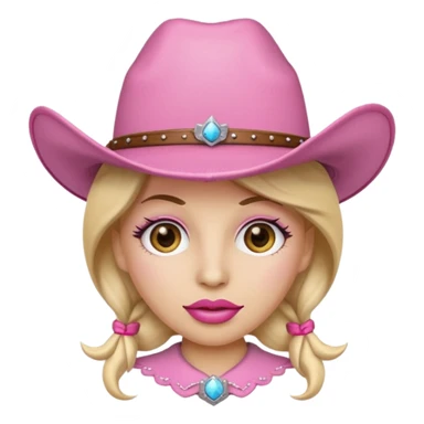  emoji wearing a pink cowgirl hat with long eyelashes and big lips  sticker