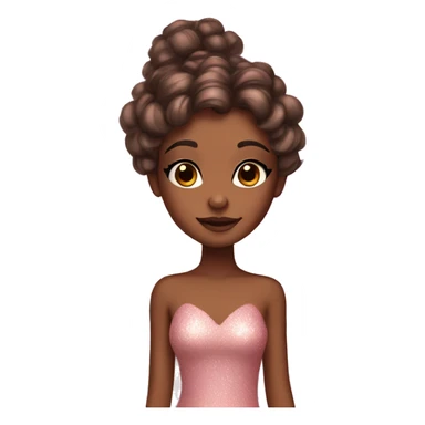 Brown skin fairy with brown hair pink dress sparkly eyeshadow and long eyelashes sticker