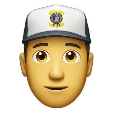 man with yellow "FBI" letters on his cap sticker