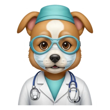 doctor dog Wearing Medical Mask sticker
