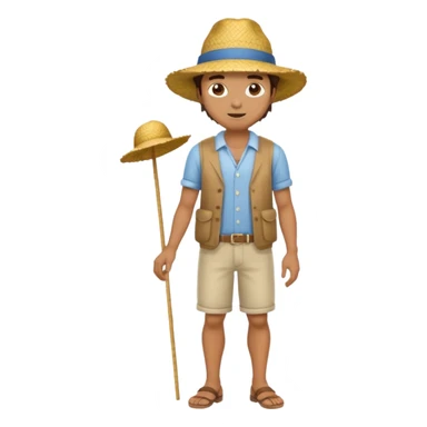 full body man with strow hat sticker