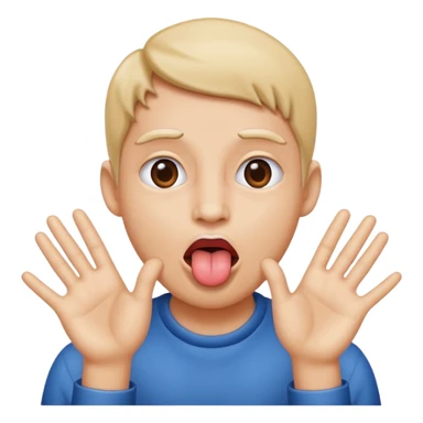 Face sticking out tongue with hands to the side sticker