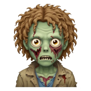 um zombie com cabelo cacheado meio castanho bagunçado  sticker