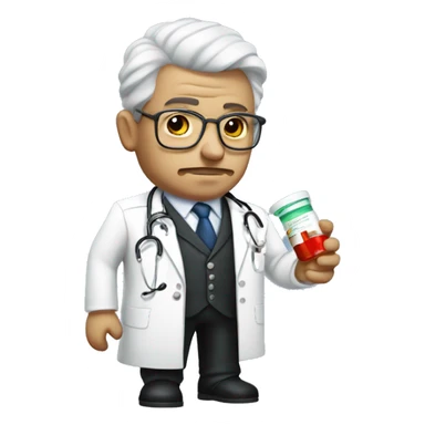 Dictator as a doctor holding medicine sticker