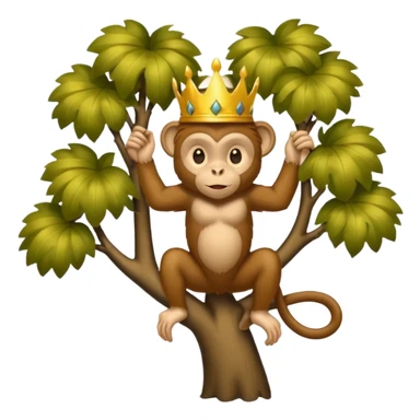 Kral taçlı ağaca çıkmış maymun sticker