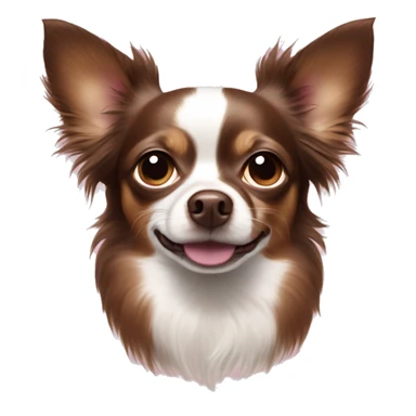 dark brown longhaired chihuahua with a white dot on forehead and brown nose with a pink spot on the left sticker