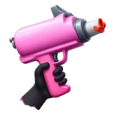 Girly pink nailed hand holding scary looking water gun sticker