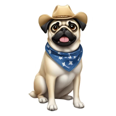 Pug riding a cowboy husky sticker