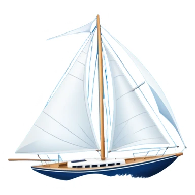 An icon featuring a sleek sailboat with billowing sails cutting through the waves. The design includes the boat's mast, a wind-filled sail, and water splashes, symbolizing the thrill and skill of sailing. Transparent background highlights the elegance and power of wind-driven sports. sticker