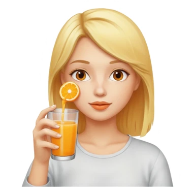 girl drink a cup of orange juice sticker