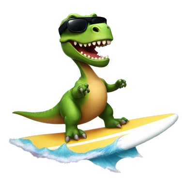 Dinosaur riding a surfboard with sunglasses sticker