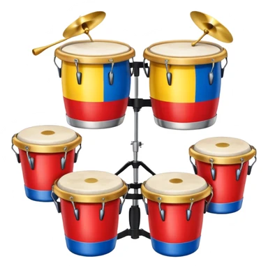 Colombian salsa music instruments - congas, trumpet, and timbales with Colombian flag colors sticker