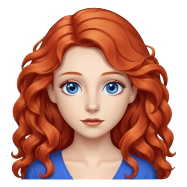Chappell Roan (b.1998) with red long wavy hair, makeup, blue eyes sticker