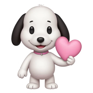 snoopy con un corazón rosita entre los brazos  sticker
