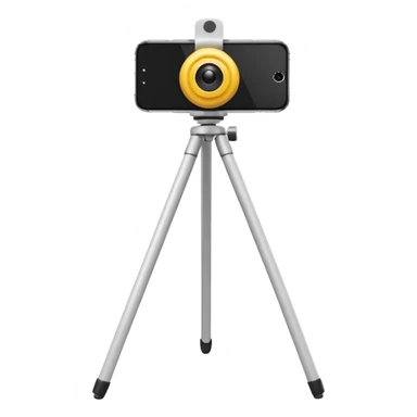 3D Apple-style emoji of a white tripod holding an iPhone 16 Pro,
rear view, visible camera lenses,
clean white background, smooth rounded design sticker