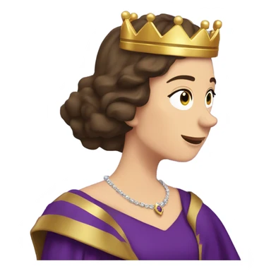 Caucasian long  brunette woman wearing formal royal purple robes and a crown who is pouring her heart out to the man she adores  sticker