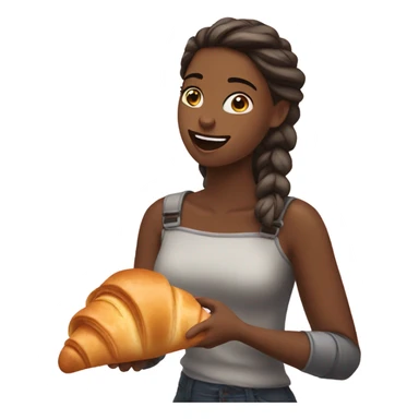 girl eating croissant sticker