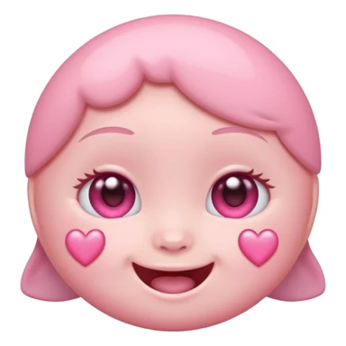 a baby pastel pink love face emoji with pink hearts in the eyes and a glowing baby pink gradient behind it  sticker
