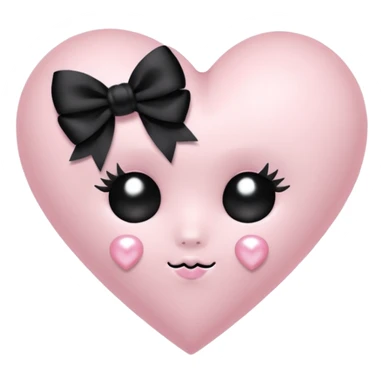 pastel goth heart with black bows and pearls, soft pink and black, cute gothic style, remove background sticker