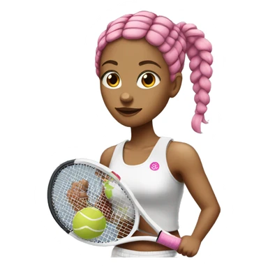 White Tennis girl with pink braids and arm tattoos sticker