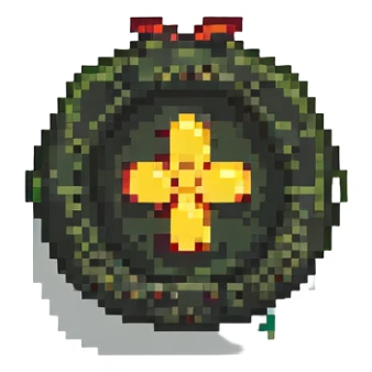 nuke symbol, pixel art style sticker