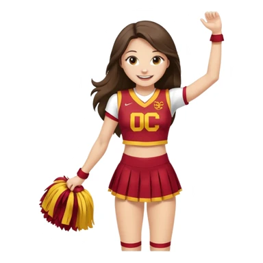 full body skinny white happy long haired brunette girl USC cheerleader sticker