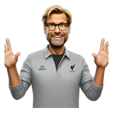 Jurgen Klopp shoulder shrug with hands up sticker