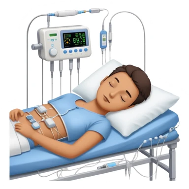 person sleeping with electrodes and monitoring equipment attached for a polysomnography sleep test sticker
