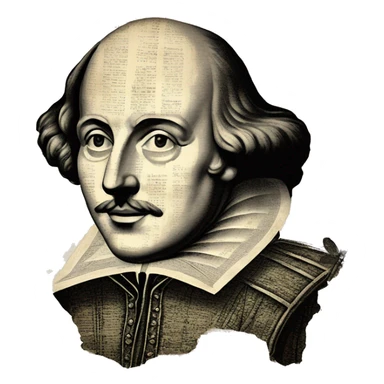 Shakespeare made of newspaper cuttings handwriting 420 hemp roses flowers plants leaves dragonfly mulberries Italy sticker