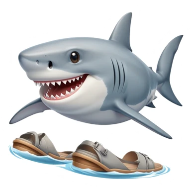 smiling shark with shoes sticker