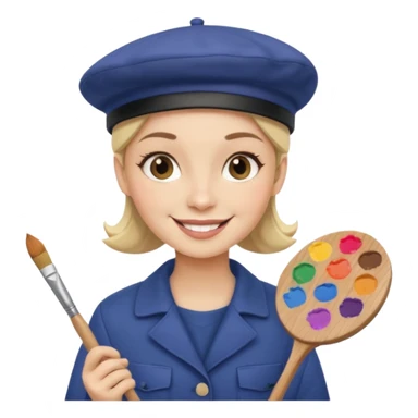 artist emoji, beret, paintbrush, palette sticker