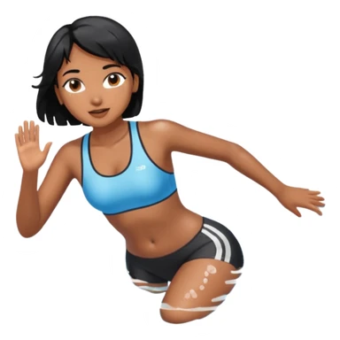 A girl swimming in Goan ocean. Girl should have black hair, clothes should be shorts and tank top or sports bra because she is Indian. Color should be brown like light dusky not dark sticker