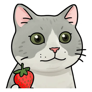 Cat hold a strawbarry in the Hand  sticker