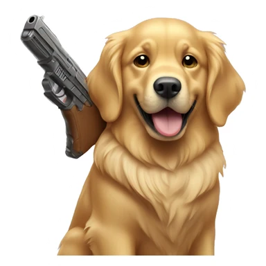 Golden retriever holding a toy gun sticker