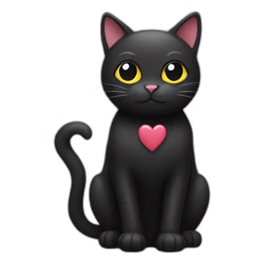 Black cat with hearts instead of eyes sticker