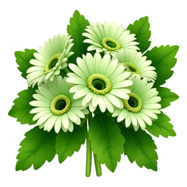 bouquet Soft Green Gerbera Daisy, luxuriant, leaf, bud sticker
