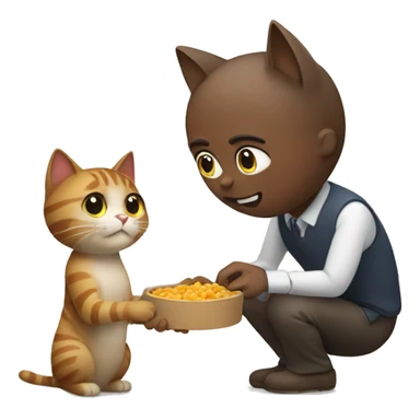 Cat giving food to man sticker