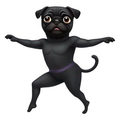 Male Black pug dancing ballet no tutu  sticker