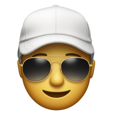 A circular emoji with a pair of aviator sunglasses , a backwards baseball cap tilted slightly, and a gold chain around its neck. Make the overall expression slightly smug and confident. sticker