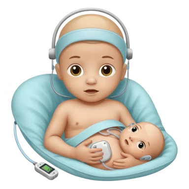 NICU tiny microprem baby in isolette with monitoring attached. sticker